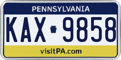 PA license plate KAX9858
