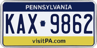PA license plate KAX9862