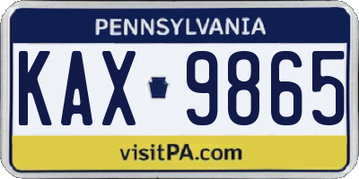 PA license plate KAX9865