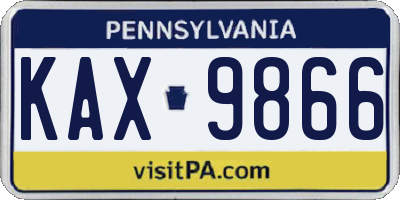 PA license plate KAX9866