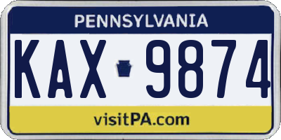 PA license plate KAX9874