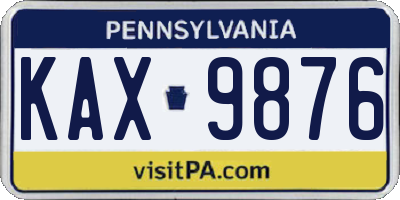 PA license plate KAX9876
