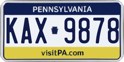 PA license plate KAX9878