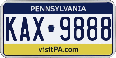 PA license plate KAX9888