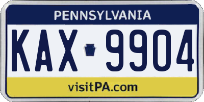 PA license plate KAX9904