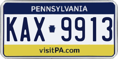 PA license plate KAX9913