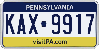 PA license plate KAX9917