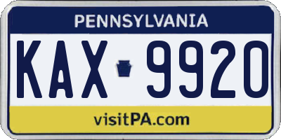PA license plate KAX9920