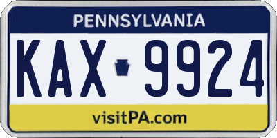 PA license plate KAX9924