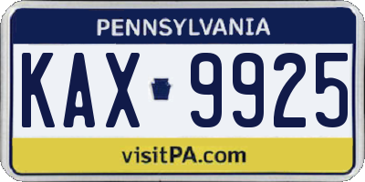 PA license plate KAX9925