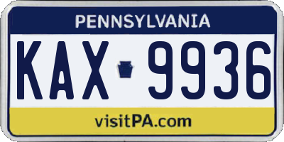 PA license plate KAX9936