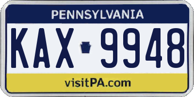 PA license plate KAX9948
