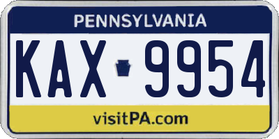 PA license plate KAX9954