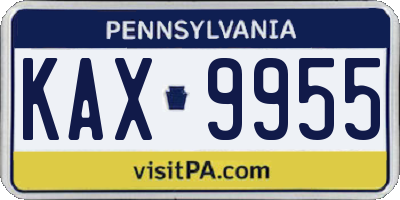 PA license plate KAX9955