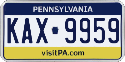 PA license plate KAX9959