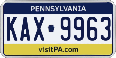 PA license plate KAX9963