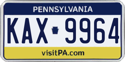 PA license plate KAX9964