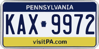 PA license plate KAX9972