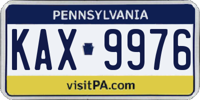 PA license plate KAX9976