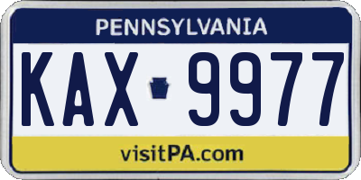 PA license plate KAX9977