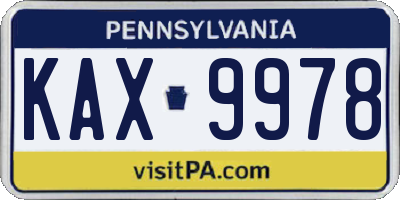 PA license plate KAX9978