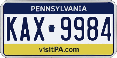 PA license plate KAX9984