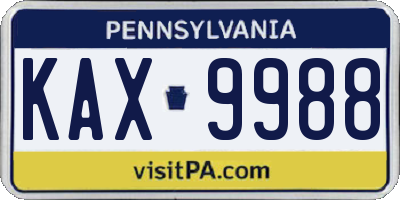 PA license plate KAX9988