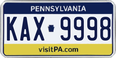 PA license plate KAX9998