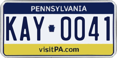 PA license plate KAY0041