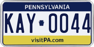 PA license plate KAY0044