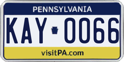 PA license plate KAY0066