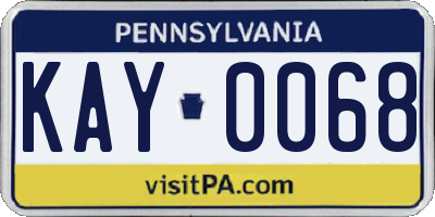 PA license plate KAY0068