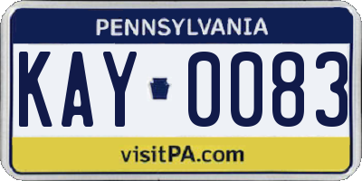 PA license plate KAY0083