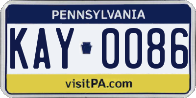 PA license plate KAY0086