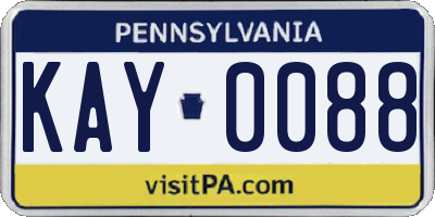 PA license plate KAY0088