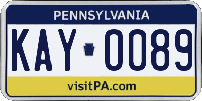 PA license plate KAY0089