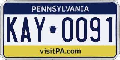 PA license plate KAY0091