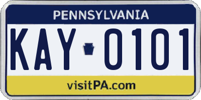 PA license plate KAY0101