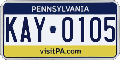 PA license plate KAY0105