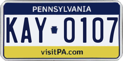 PA license plate KAY0107
