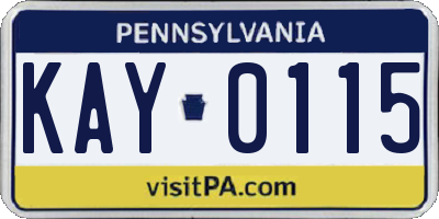 PA license plate KAY0115