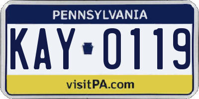 PA license plate KAY0119
