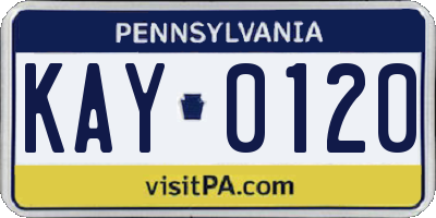 PA license plate KAY0120