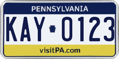 PA license plate KAY0123