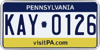 PA license plate KAY0126