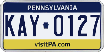 PA license plate KAY0127