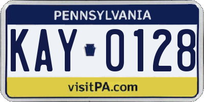 PA license plate KAY0128