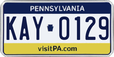 PA license plate KAY0129