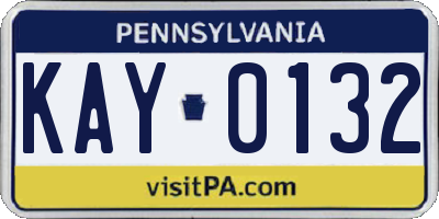 PA license plate KAY0132