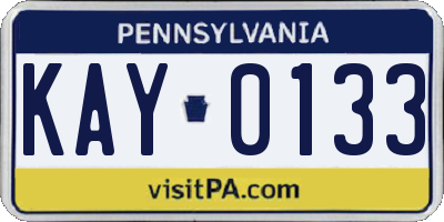 PA license plate KAY0133